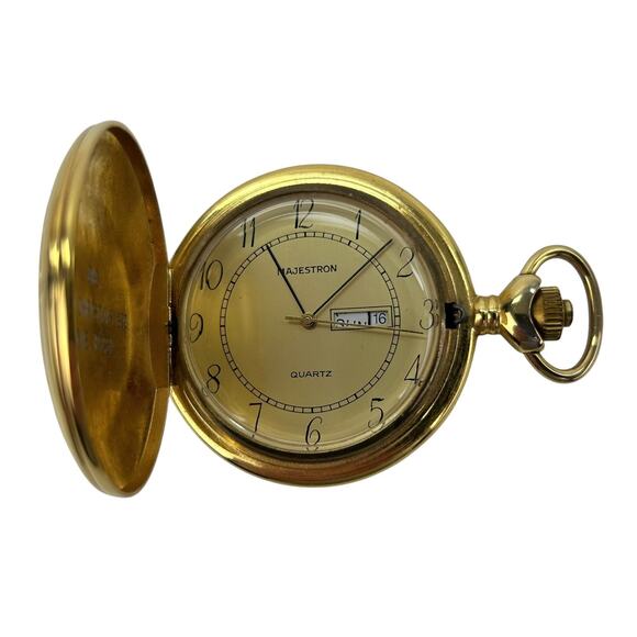 Vintage Majestron Gold Tone Pocket Watch - (Needs Battery) - Picture 2 of 5